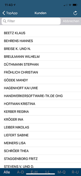 TopApp Kundenstamm
